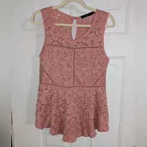 Buckle BKE Boutique Dusty Rose Peplum Top -Sz L